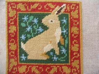 Vintage Completed Needlework Tapestry   Rabbit   Wiiliam Morris 
