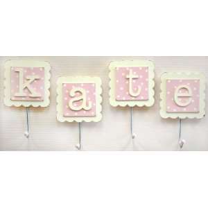  Letter Wall Hooks in Pink   Set of 2 Baby