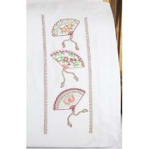  Fan Tastic Pillowcase Pair Stamped Embroidery 20X30 