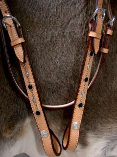 BRIDLE WESTERN LEATHER HEADSTALL HORSE TACK TAN BLING  