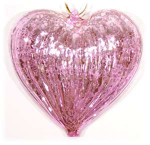 Pink Blown Glass Heart Ornament Valentines Day Love Home Decor 3 NEW 