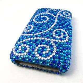 BLUE SWIRLS DIAMOND HARD CASE COVER APPLE IPHONE 3G 3Gs PHONE 