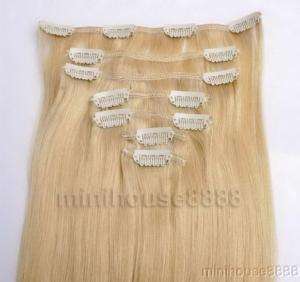 24 8pcs HUMAN HAIR CLIP IN EXTENSION #24,34wide 120g  