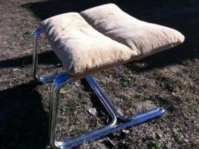 Vintage Chrome Modern Eames Era Mid Century Chair Foot Stool Ottoman 