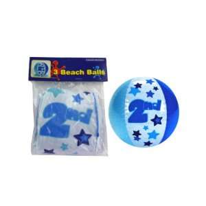  3 Pack 2Nd Birthday Blue Beach Balls 12.5 Inch Case Pack 