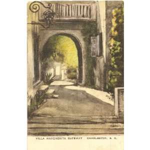 1920s Vintage Postcard   Villa Margherita Gateway   Charleston South 