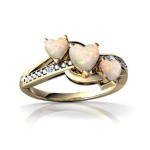  14K Yellow Gold Heart Genuine Opal Ring Size 9 Jewelry
