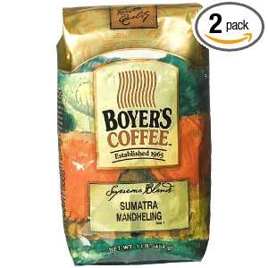 Boyers Coffee Sumatra Mandheling, 16 Ounce Bags (Pack of 2)  