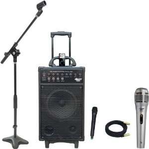  and Cable Package   PWMA860I 500W VHF Wireless Portable PA System 