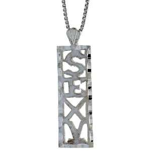 925 Sterling Silver 7/8 in. (22mm) Tall SEXY Talking Pendant (w/ 18 