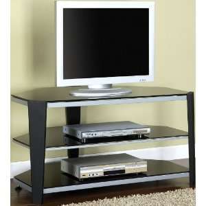  POWELL   Textured Black and Textured Silver TV Stand 