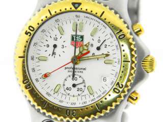 TAG Heuer Mens Two tone SEL White Dial Chronograph Watch  