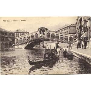    1920s Vintage Postcard Rialto Bridge Venice Italy 