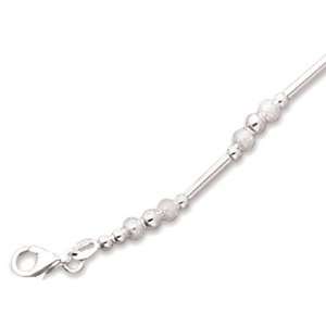 Polished Bead/Bar with Stardust Beads Bracelet 925 Sterling Silver 