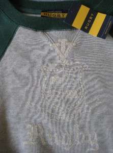 RUGBY RALPH LAUREN XS Women $79 NWT Logo Sweatshirt Gray Green Fleece 