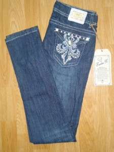 juniors 12K skinny jeans CRYSTAL fleur RHINESTONES 33 bling 11 ~like 