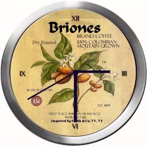  BRIONES 14 Inch Coffee Metal Clock Quartz Movement 