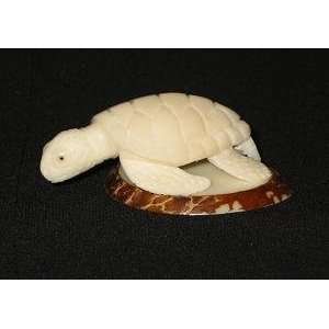  Ivory Sea Turtle Tagua Nut Figurine Carving, 3.2 x 2.8 x 0 