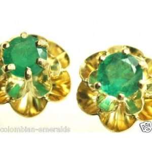   0ct Gorgeous Colombian Emerald Floral Stud Earrings 
