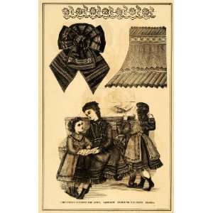  1871 Print Childrens Victorian Fashion April Dress Sash 