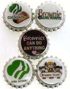 SET OF 5 SEALED BROWNIE GIRL SCOUT BOTTLE CAPS  
