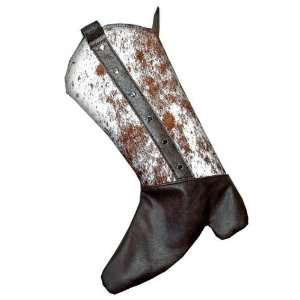  Brown & Hair on Hide Leather Christmas Boot Stocking