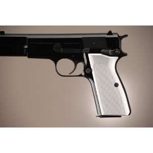  Hogue Browning Hi Power Grips Checkered Aluminum Brushed 