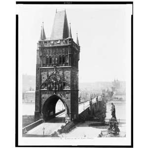  Prague. Tower, Karls Brucke,Charles Bridge,Moldau 1860 