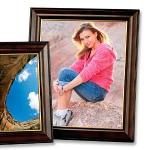 Walnut Brown Wood With Gold Picture Frame 