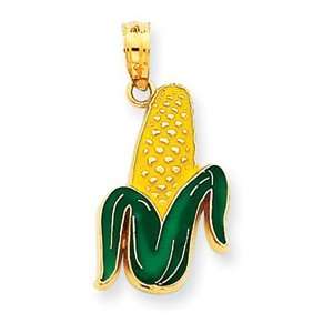  14k Enameled Corn With Husk Pendant   JewelryWeb Jewelry