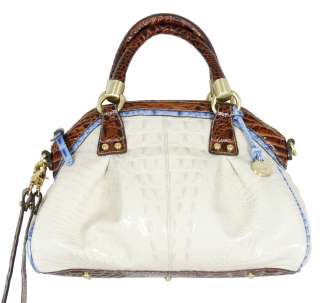 Brahmin Whisper Glossy Tri Color Lisa Dome Satchel Tote Handbag New 