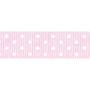  5 Yards 5/8 Swiss Dots Grosgrain Ribbon   Pearl Pink 