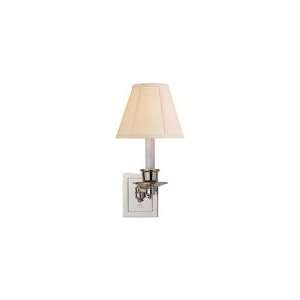 Studio Single Swing Arm Sconce in Polished Nickel with Linen Shade by 