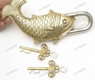 Solid Brass Carved Fish Figure Lock SECRET lOCK PADLOCK  