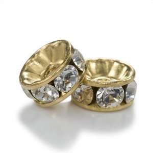  Swarovski #9001 Gold Plated Crystal Rondelle 6mm (2 Beads 