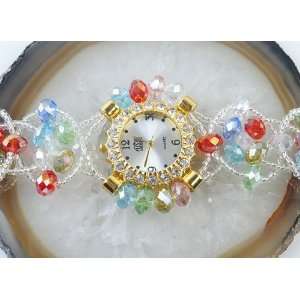  Watch Bracelet Swarovski Crystal Beads multi Color 