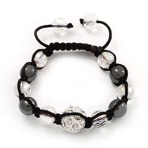   Clear Crystal Balls Swarovski Shamballa Bracelet   Adjustable Jewelry