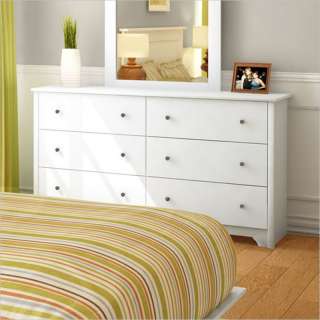 South Shore Breakwater 6 Drawer Double Pure White Finish Dresser 