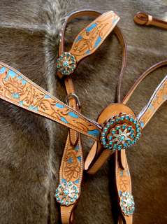 BRIDLE BREAST COLLAR WESTERN LEATHER HEADSTALL BLING  