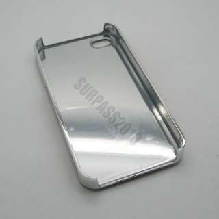 Deluxe Leather Chrome Hard Case Cover for Apple iPhone 4 4S AT&T 
