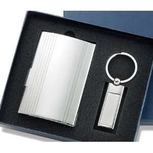   Case with Long Rectangle Silver Key Ring in Gift Box