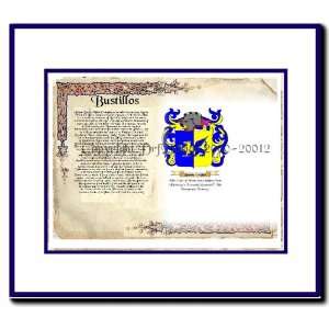  Bustillos Coat of Arms/ Family History Wood Framed