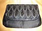 genie shoulder strap or clutch purse rich satiny black glam