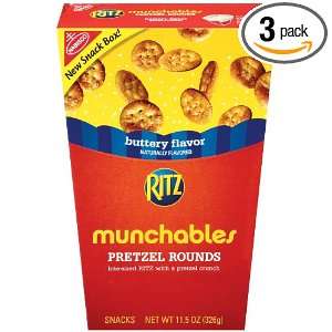 Ritz Munchables Pretzel Rounds, Buttery Flavor, 11.5 Ounce (Pack of 3)