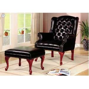   Wing Back Button Tufted Chair and Ottoman Furniture & Decor