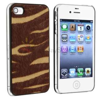 Yellow/Brown Zebra Feather Case+PRIVACY FILM for Sprint Verizon AT&T 