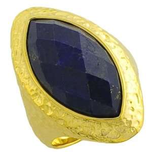  14K Yellow Gold Over Silver Faceted Lapis Lazuli Marquise 