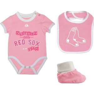  Boston Red Sox Newborn Pink Triple Play Bib, and Bootie 