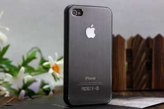 iPhone 4 4G 4S Black Brushed Metal Aluminum Back Cover Case  