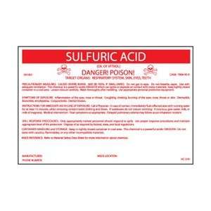  HC319   Container Labels, Sulfuric Acid, 3 1/4 X 5 